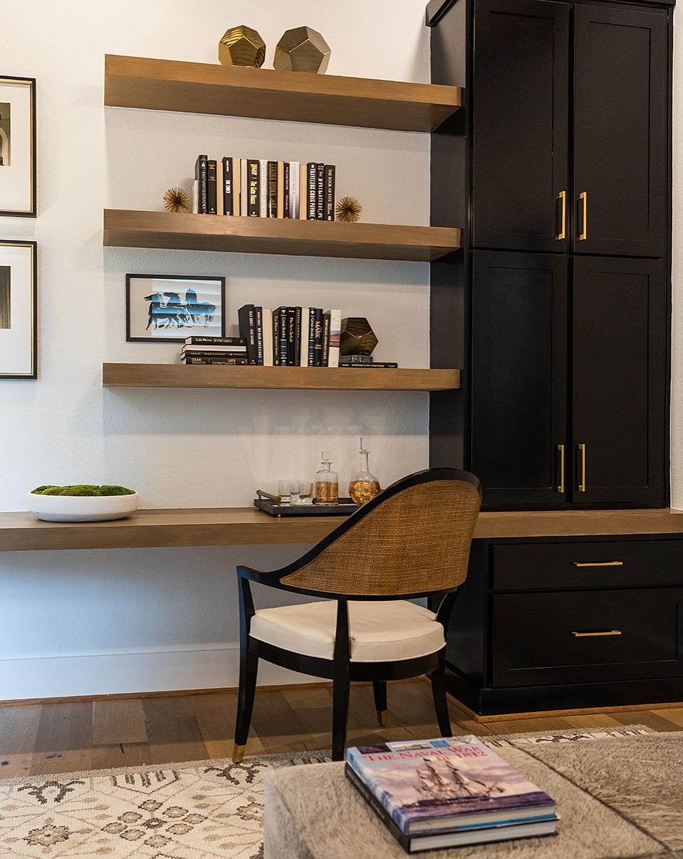 Design inspiration: Desk, shelves, and accent pieces in a Woodforest model home.