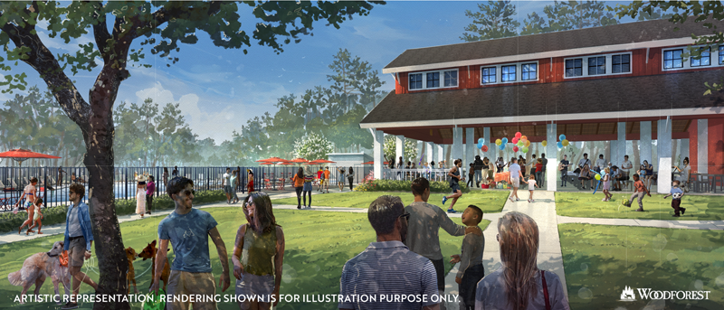 Artist rendering of upcoming Woodforest amenity, The Vue at The Crest Park.