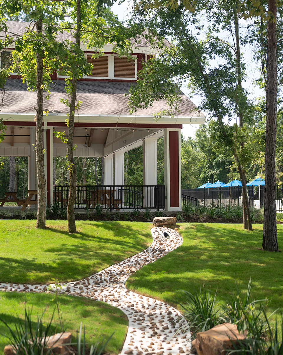 4,000-square-foot open-air party pavilion in Woodforest at The Vue at The Crest Park